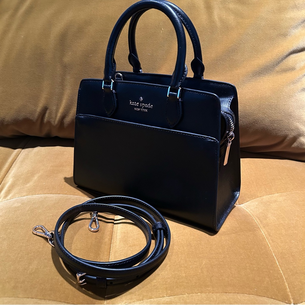 Nwt $380 Kate Spade Leather Black Madison Satchel Bag Convertible Crossbody New